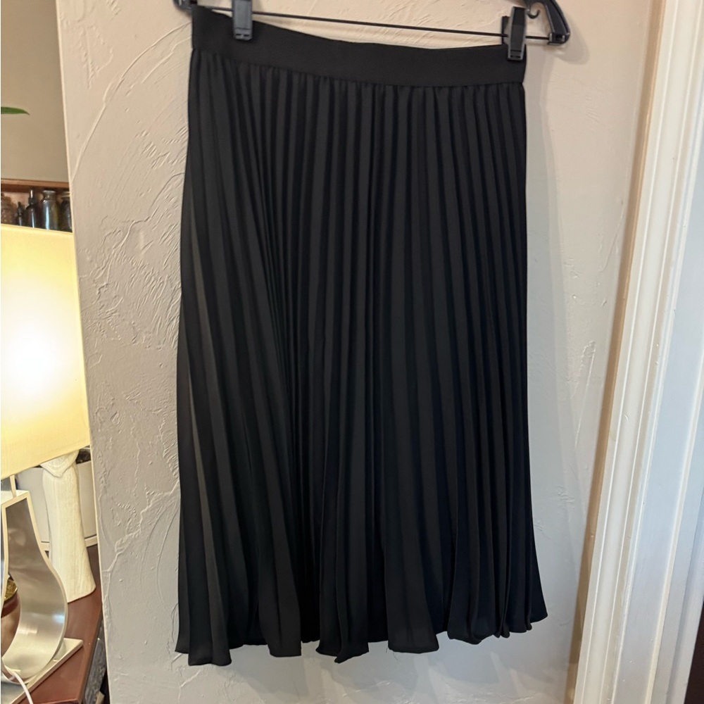 Elegant Black Pleated A-Line Skirt